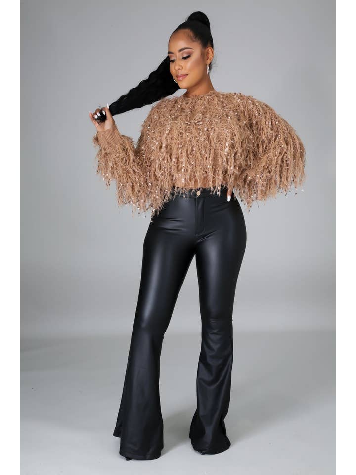 5besties inc - Wholesale Pants - Women's - Faux Leather Bell Bottom Pants.4