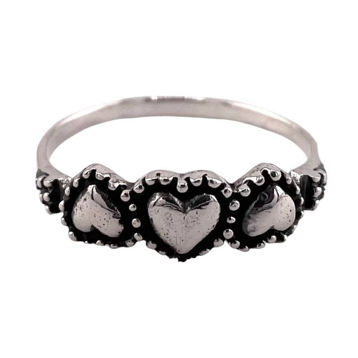 Bague triple cœur en argent sterling pour la vente par Select Lines