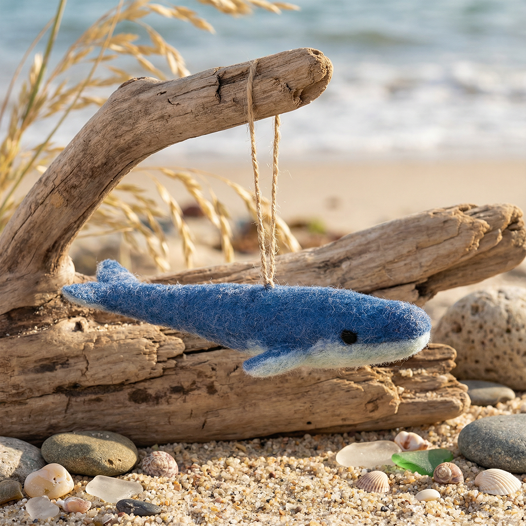 Felt So Good - Wholesale Ornament - Handmade Felt Biodegradable The Big Blue Hanging Whale Decor5