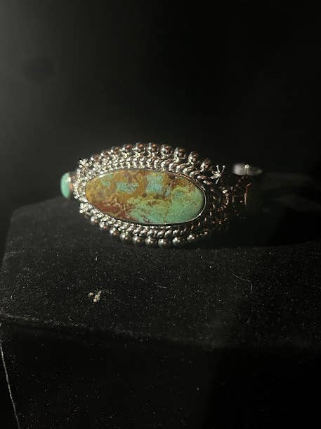 Turquoise véritable à trois pierres | Manchette Sonoran pour la vente par Regul Silver