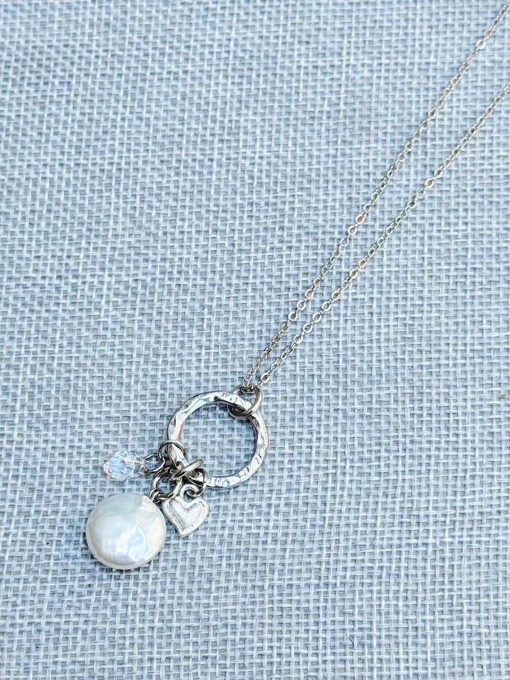 Swarovski Crystal & Freshwater Pearl Short Silver Necklace for wholesale by Gracie Rose Designs