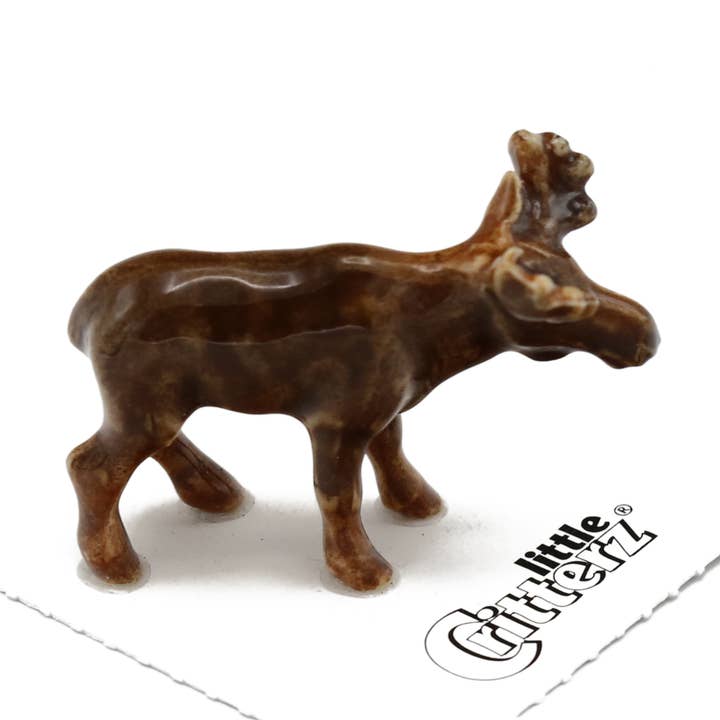 Little Critterz - Wholesale Decorative Figurine - Nomad Young Moose Porcelain Miniature0