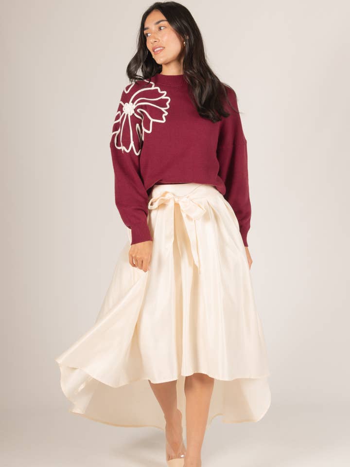 Jupe haute en satin avec doublure en taffetas pour la vente par Before You Collection