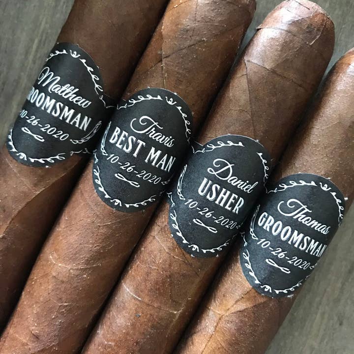 Paprika Paperie - Vente Textes pour étiquette cadeau - Bandes pour cigares personnalisées pour témoins et meilleur homme - Lot de 16 - Étiquettes pour cigares de mariage3