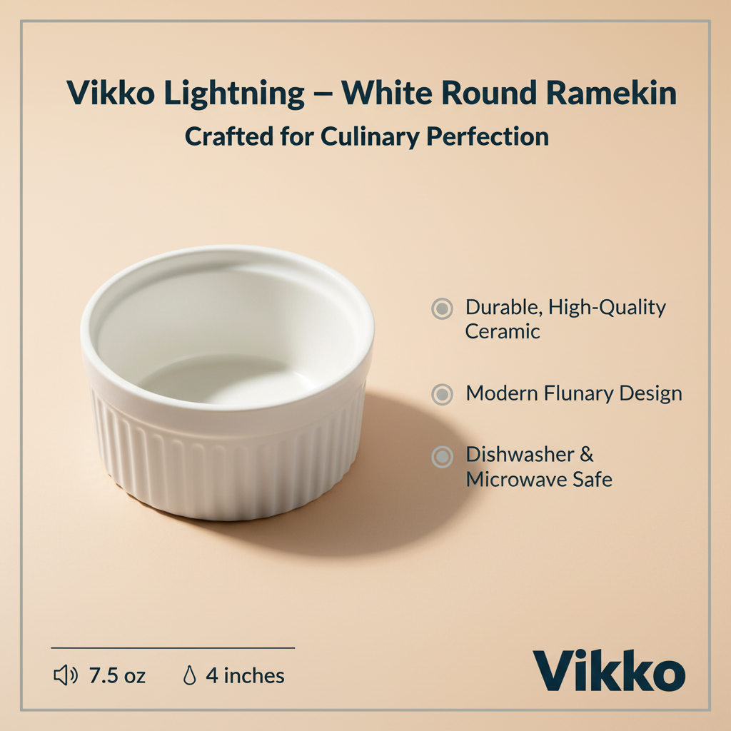 Kadra Kitchenware - Vente Ramequin - Vikko Lightning - Ramequin rond blanc, 7,5 oz, 4 po3