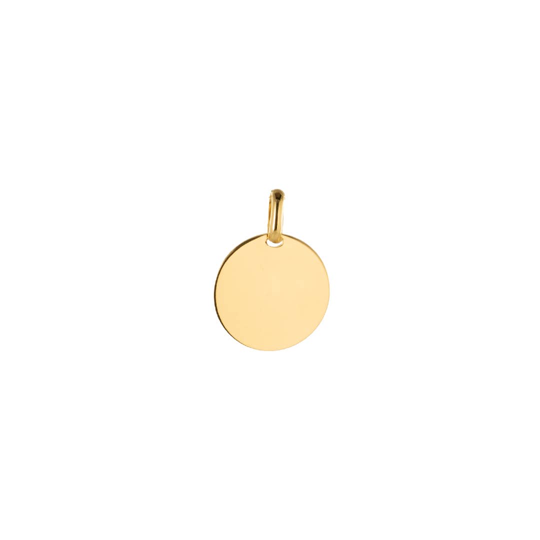 Bijoux Fabrication Française - Wholesale Individual Charm/Pendant - Engravable Pendant – Smooth Round Shape 18Kt Gold Plated 3µ 8