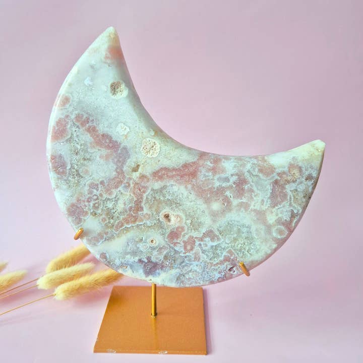 XL Piedra Preciosa Drusa Amatista Rosa Luna – Alta Calidad 1082g | incl. soporte de metal | pieza única Amatista Rosa para venta al por mayor de Moonlight Gemstones