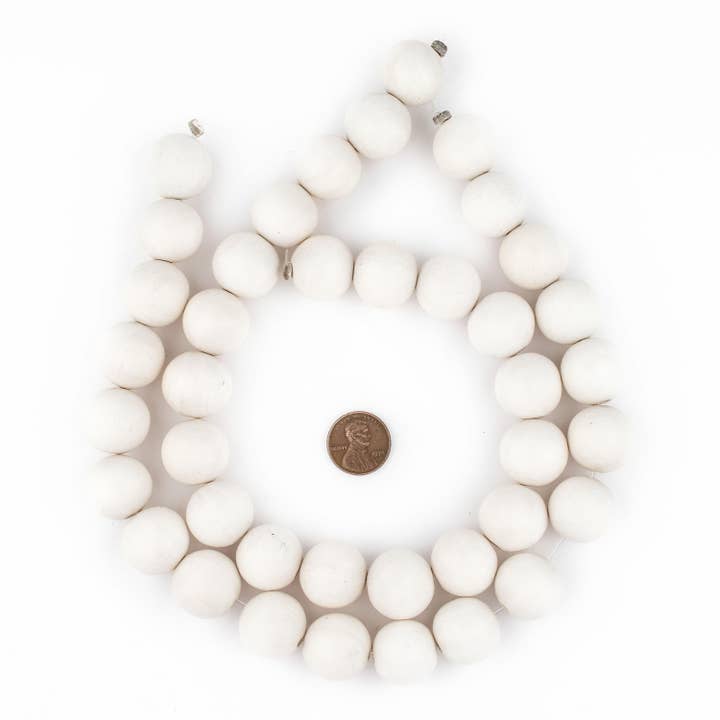 The Bead Chest - Wholesale Beads - 20mm White Round Natural Wood Beads