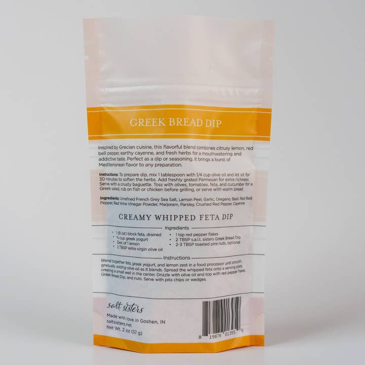 Salt Sisters – Großhandel Dips – Dip-Gewürzmischung — Griechischer Brotdip — Gewichte in Packungen6