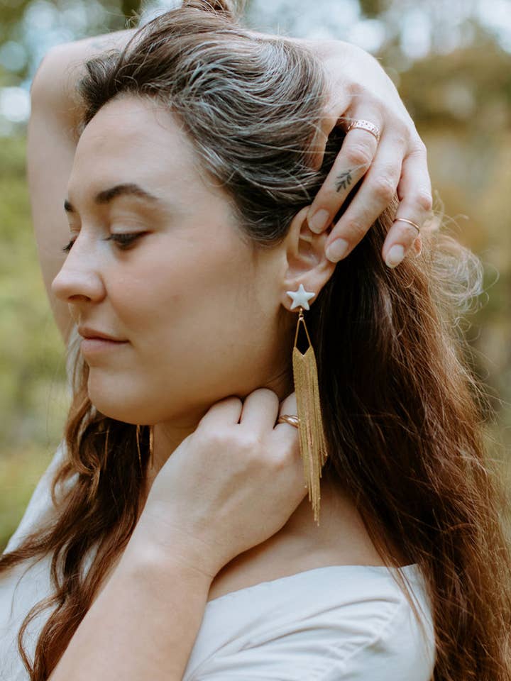 Comet Porcelain Star Stud Celestial Statement oorbellen voor wholesale door Daily Magic