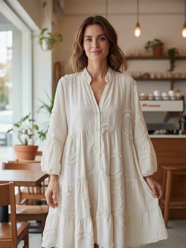 JURK 2089A IN KATOEN LENTE ZOMER voor wholesale door LINEN & COTTON HOUSE