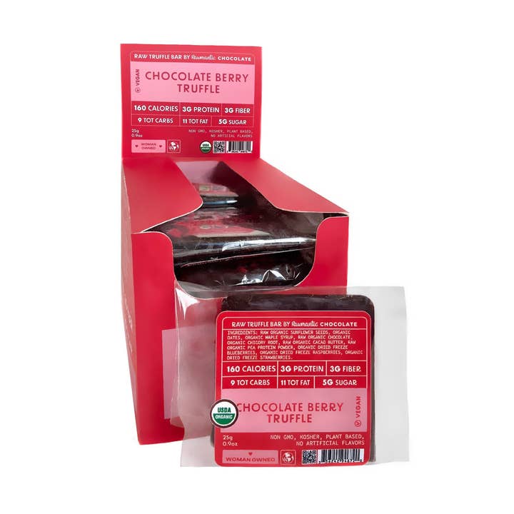 CHOCOLATE, BERRY MINI TRUFFLE BARS for wholesale by Rawmanticchocolate