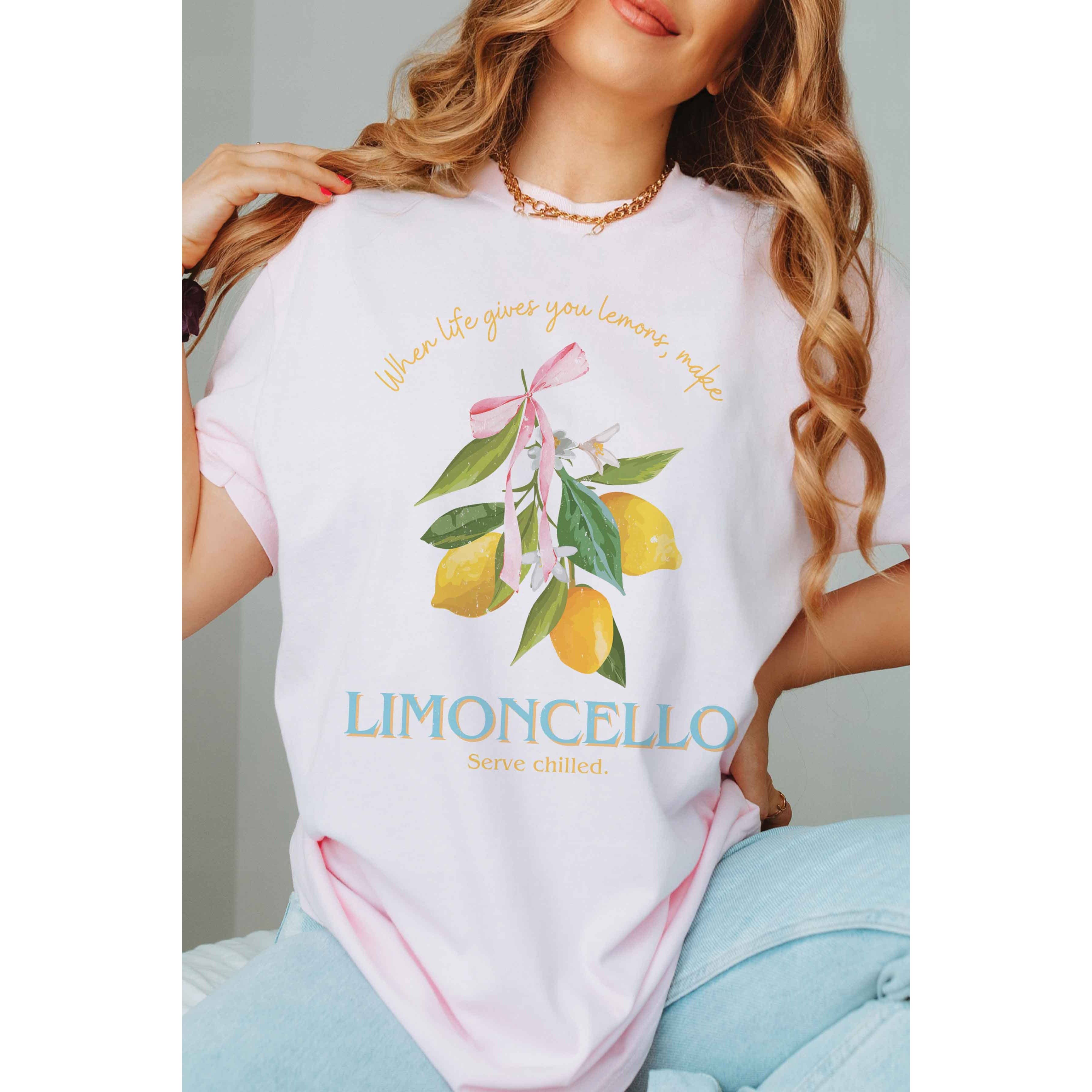 BLUME & CO. - Vente T-shirt sérigraphié – femme - T-shirt graphique « Quand la vie te donne des citrons, fais du limoncello »3