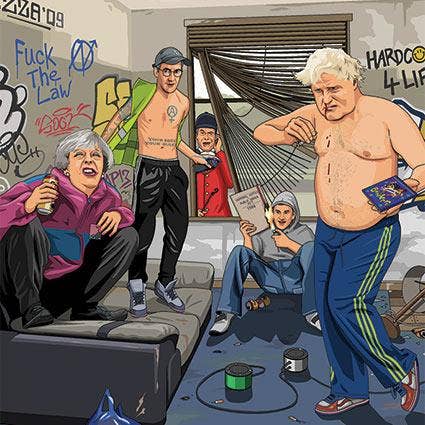 Lykønskningskort - Jim'll Paint It - Tory Squat Party for engroshandel hos Lesser Spotted Images Ltd