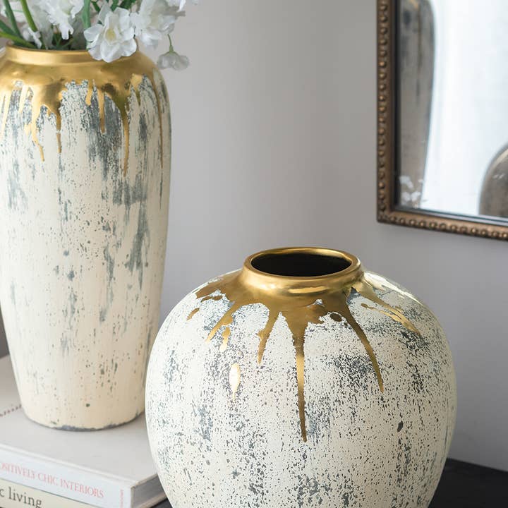 D10x10" Golden Drip Ceramic Vase for wholesale by A&B Home Group Inc.
