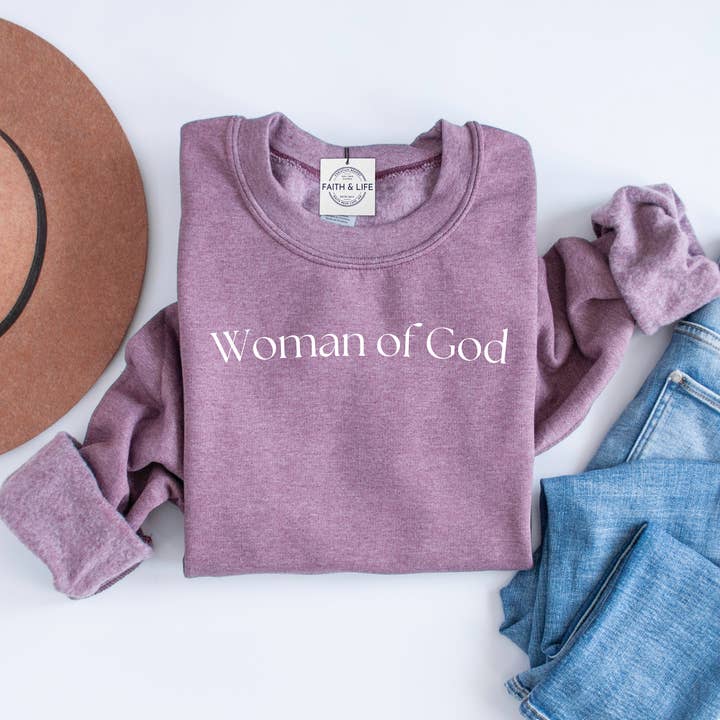 Woman of God Christian Crewneck Sweatshirt for wholesale by Faith & Life Christian Brands