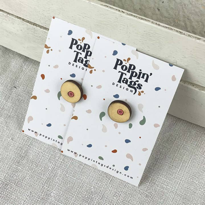 Wooden Pins: Boobs for wholesale by Poppin' Tags Design