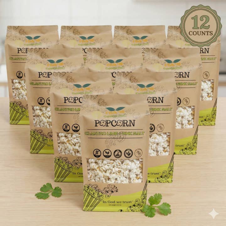 Popcorn au sel rose de l'Himalaya biologique d'Ita avec coriandre et citron vert pour la vente par Ita's