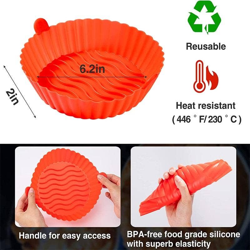 VIGOR – Ferramenta/gadget de cozinha por atacado – Fritadeira de ar reutilizável Cesto Redondo Antiaderente de Silicone5