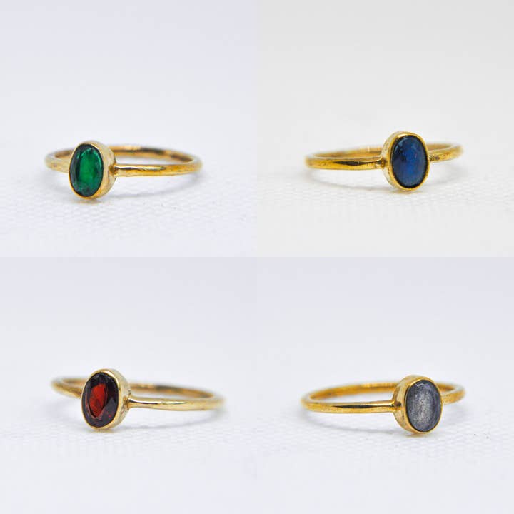 Zumki - Wholesale Single Stone/Solitaire Ring - Simple and Minimal Natural Gemstone Silver and Brass Ring12