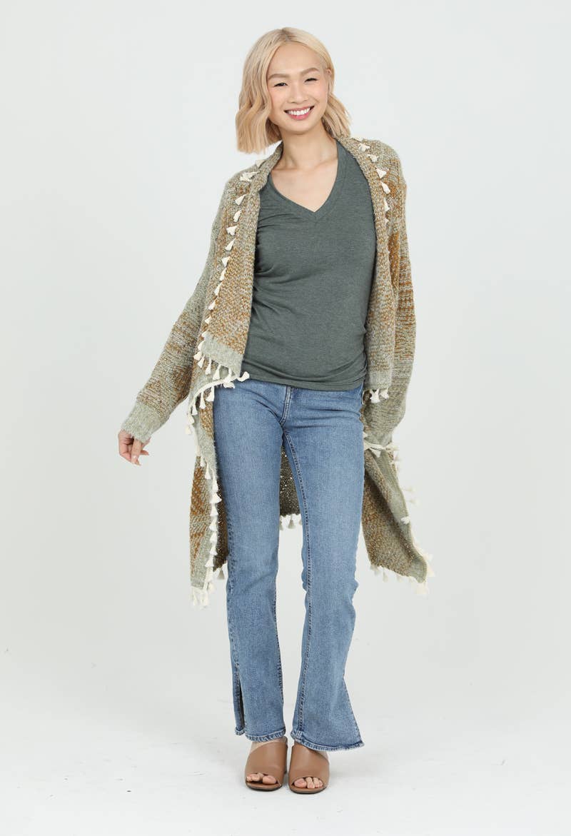 ANGIE – Cardigan - Mulher por atacado – CAMISOLA DE CASACO XHM99-ASIS BORINGE FRANJA19