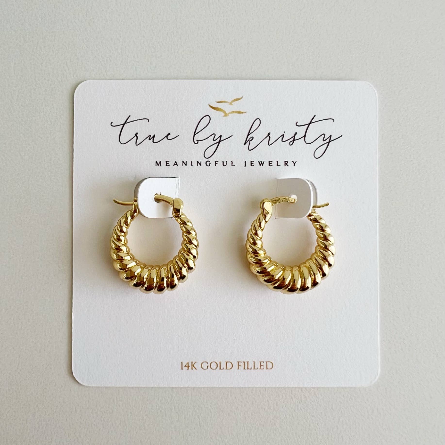 True by Kristy Jewelry - Wholesale Hoop Earrings - Endless Weekend Croissant Twist Hoops Earrings Gold Filled2