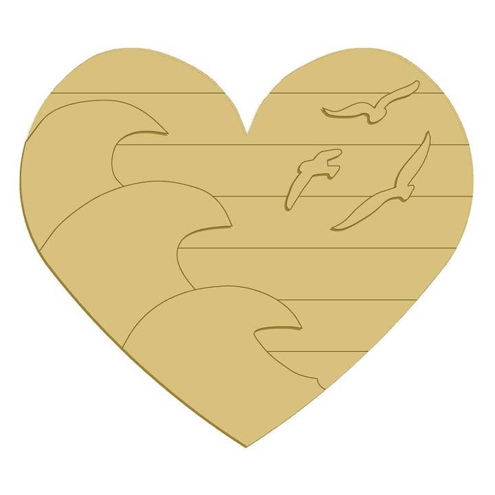 3D Ocean Heart Gaivotas Inacabada Madeira Recorte Estilo 13 por atacado de Diverse Woodworking