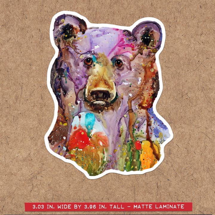 Sticker 'CRAZY BEAR' for wholesale by The Art of Dean Crouser Greeting Cards & Stickers