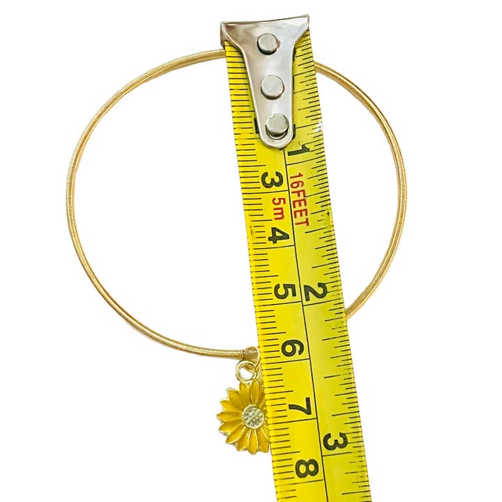 Broken Record Boutique - Wholesale Charm/Dangle Bracelet - Gold Enamel Sunflower Bangle Charm Bracelet on Card