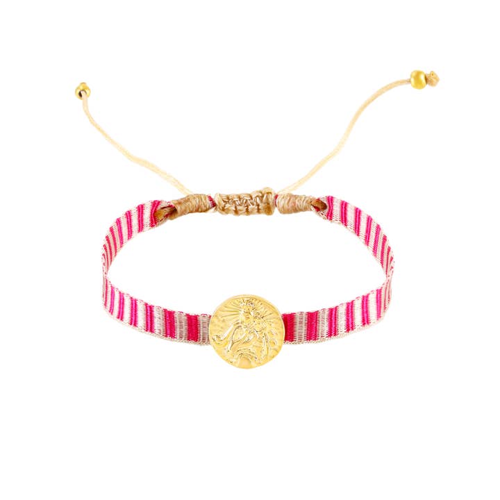 Plata y Minerales - Wholesale Charm/Dangle Bracelet - SteelBracelet-Virgin of Guadalupe-12mm-GoldColor and SilverColor3