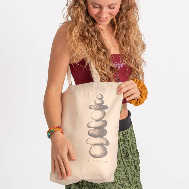 Soul Flower - Wholesale Tote Bag - Unisex - Find Balance Tote Bag - Reusable Grocery Tote Bags0