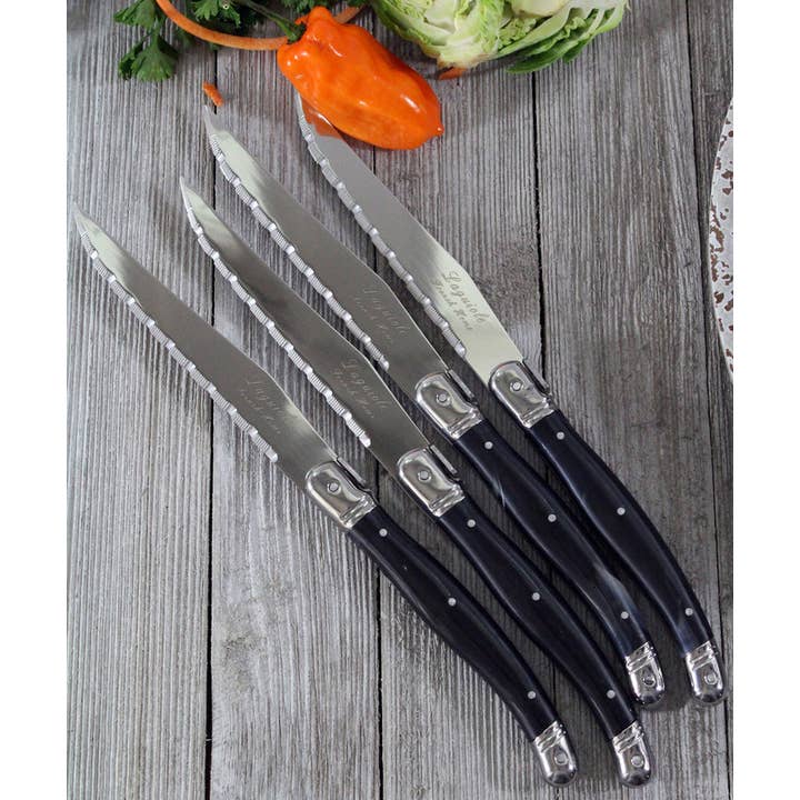 French Home - Wholesale Knife Set - French Home Laguiole Steak Knives, Set of 4, Black