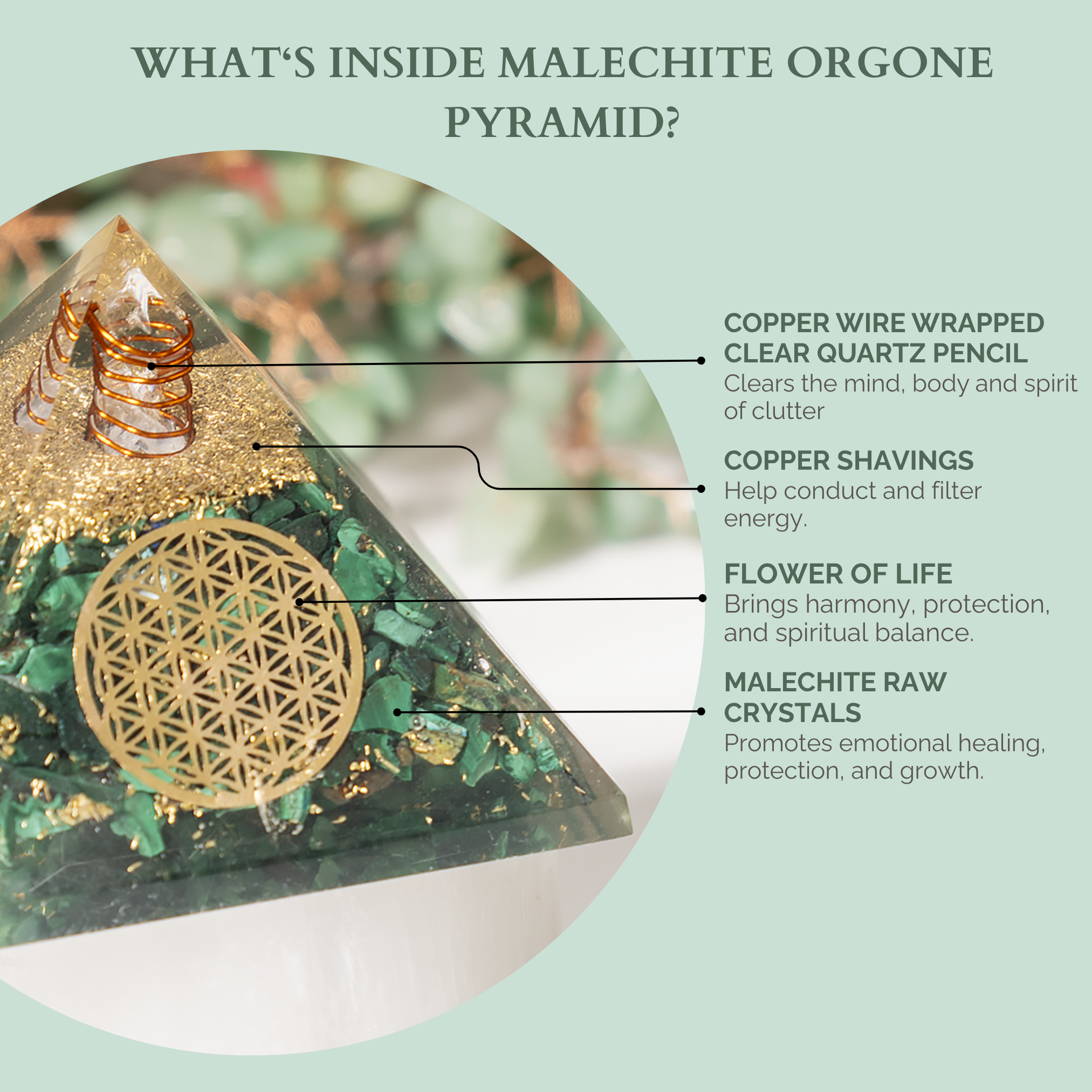 Soothing Crystals – wholesale Spiritual stone/crystal – Orgone Pyramid |Synthetic Malachite | Crystal Energy Pyramid15