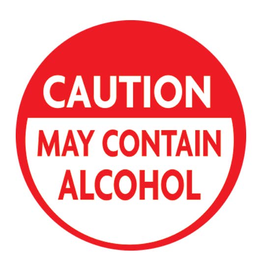 Kalan - Wholesale Lapel pin/button - Caution May Contain Alcohol 1.25" Round Button