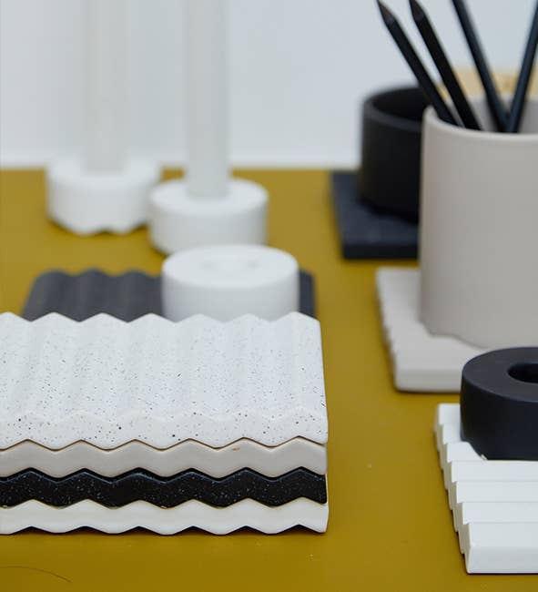 Lübech Living - Wholesale Candle Holder - Set of 2 Wave Tall candle holder, Black matte1