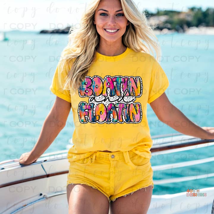 Boatin & Floatin DTF Transfer for wholesale by 403 Designs