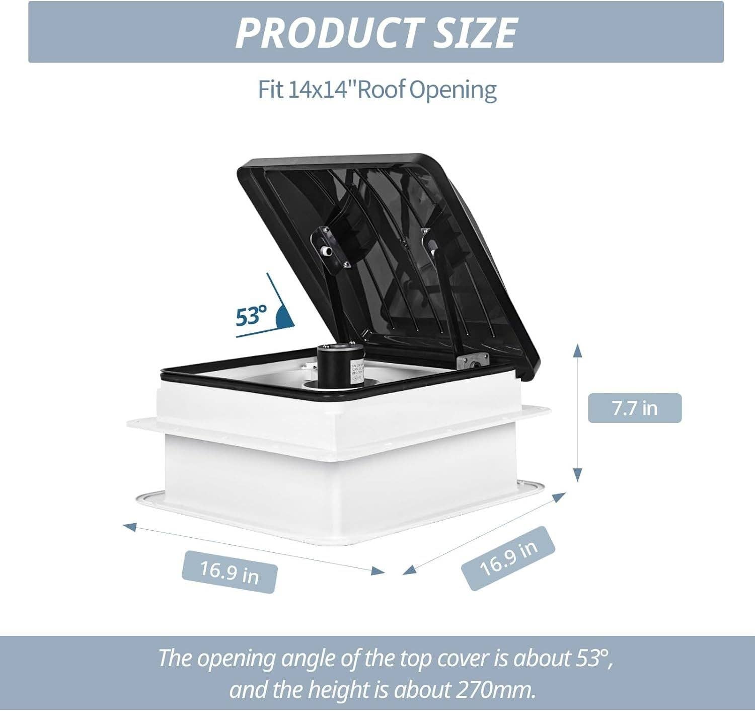 Hard Rock Health Stores - Wholesale  - RV Roof Vent Fan 14",Continuously Variable Reversible 12V Remote Control Trailer Roof Vent Low Noise with Rain Sensor,UV Protection,Thermostat for Camper,Travel,Cargo Trailer9