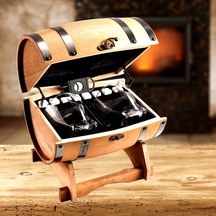 Bezrat – Engroshandel Cocktail-/likørglas – Whisky briller og tilbehør i whisky tønde gaveæske8