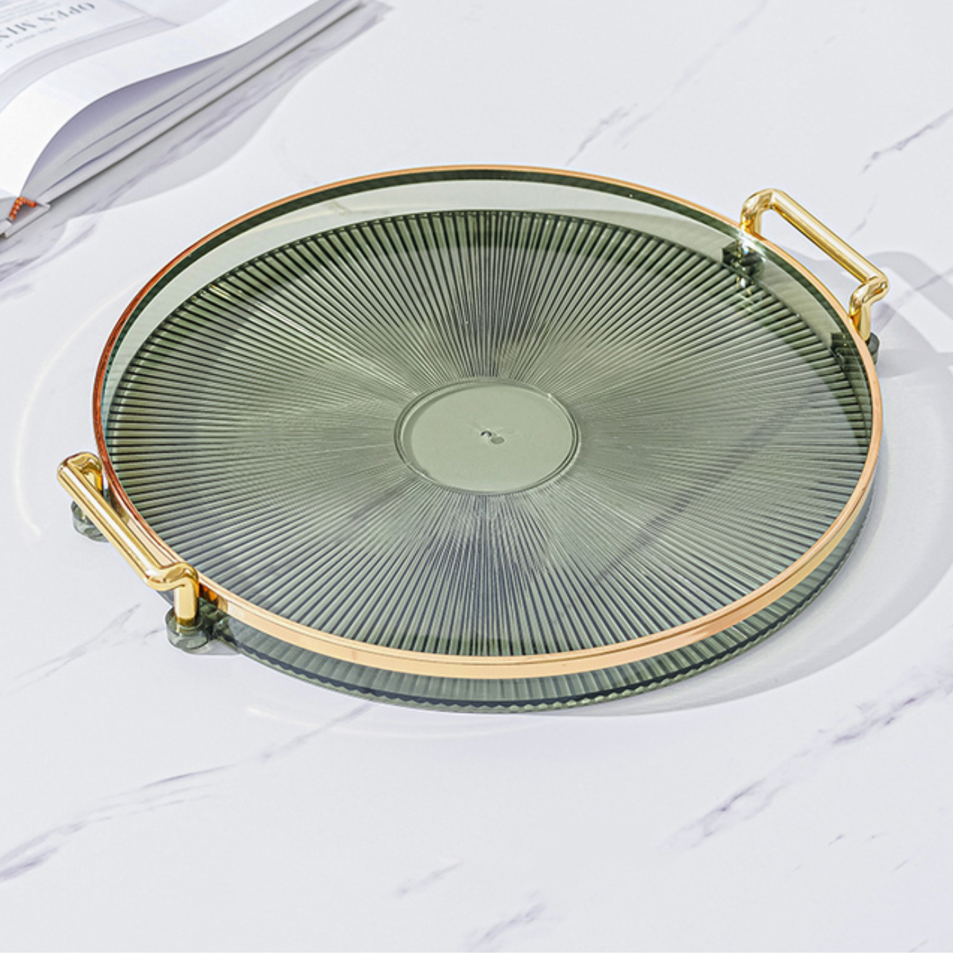 Homerely (We Cover All Import Duties) - Vendita all'ingrosso Vassoi decorativi - Vassoio portaoggetti decorativo con doppia maniglia2