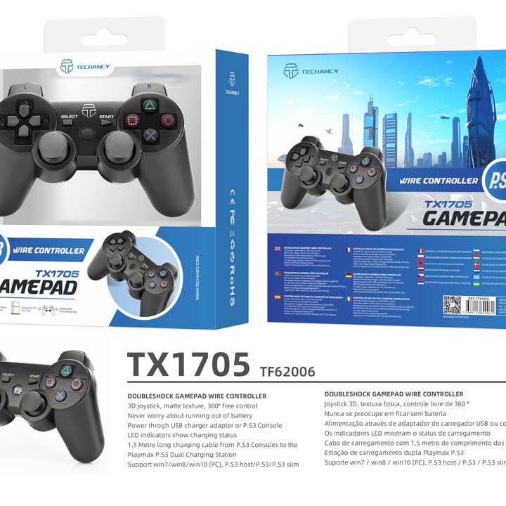 TECHANCY - Wholesale USB Adapter - TECHANCY Controlo com fios para PLAYSTATION 34