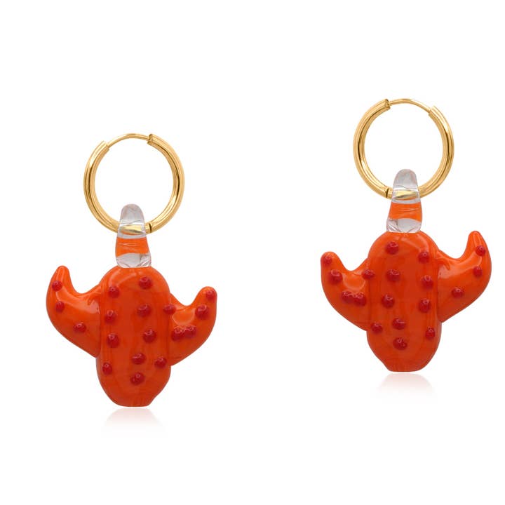 Boucles d'oreilles à breloque cactus pour la vente par Big Metal London