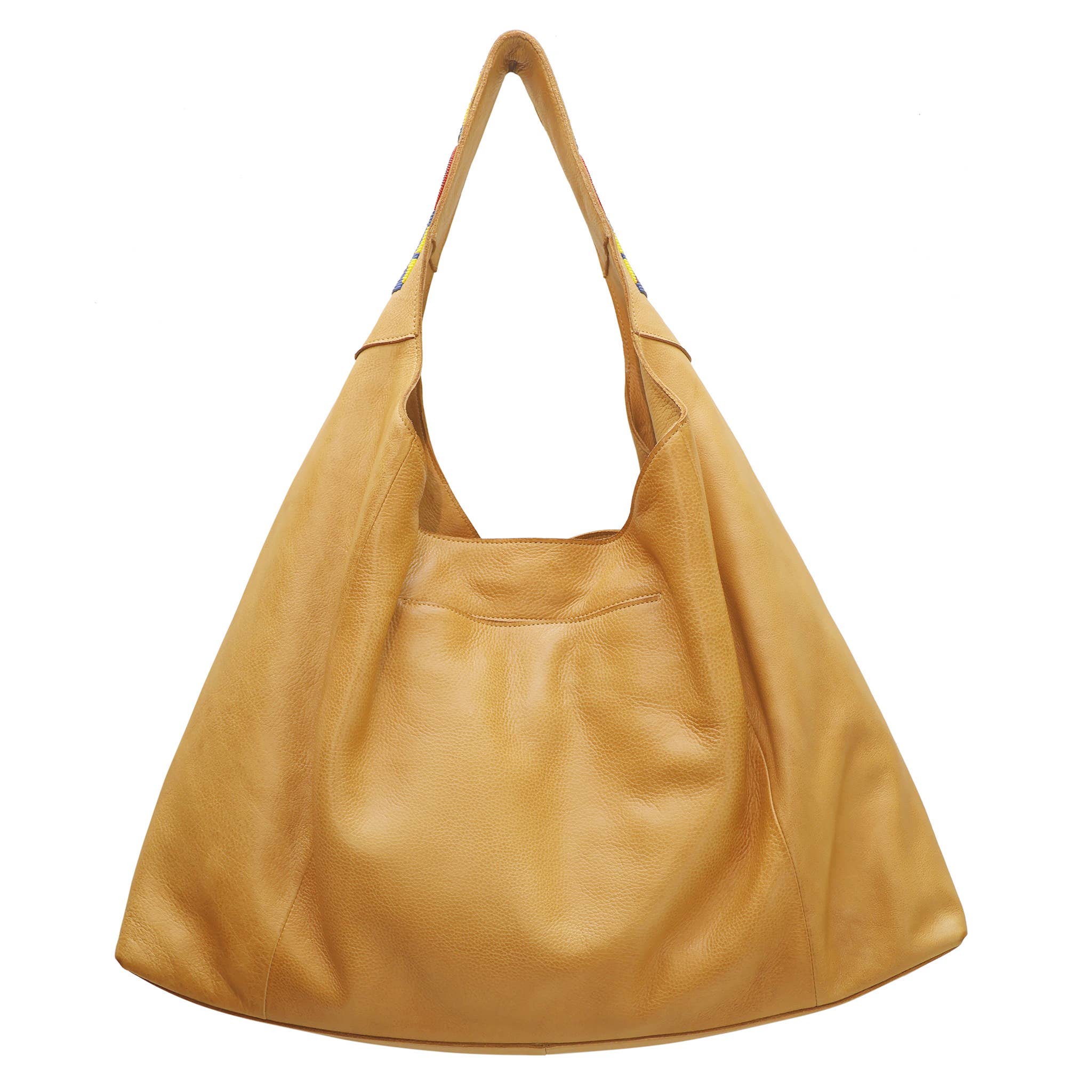 Camel Lindsey Beaded Handcrafted Leather Tote/Shoulder Bags for wholesale on Faire3