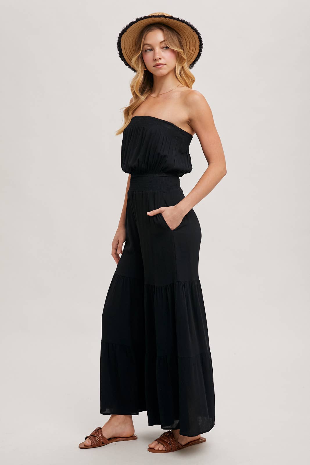 Bluivy – Engroshandel Jumpsuit - Dame – Smocket, lagdelt buksedragt med brede ben10