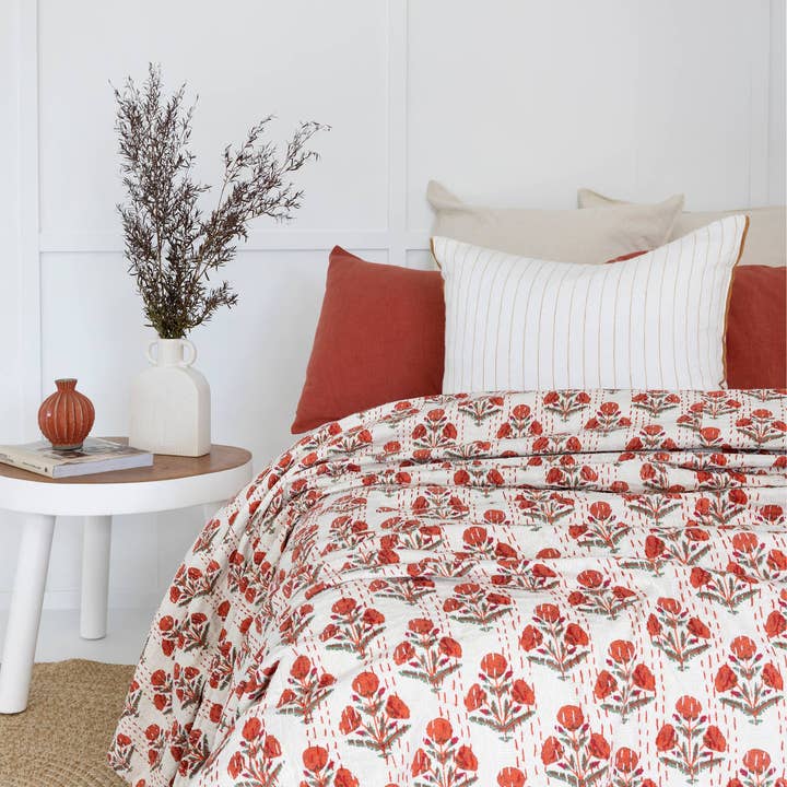 Colcha con estampado de bloques Mughal - Indian Kantha para venta al por mayor de Boho-Eclectica