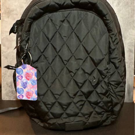 Whimsical Hearts Rectangle luggage tag w/steel cable ring for wholesale by Allison Kay Designs Co.