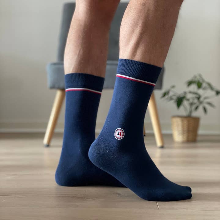 „Loulou“ Baumwollsocken – Marineblau für den Großhandel von Chaussettes De Panam’