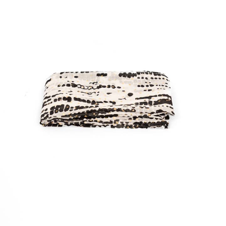 Sarta Accessories – wholesale Scarf – Women's – Soraya Lightweight Cotton Scarf - Black/White, Tie Dye1