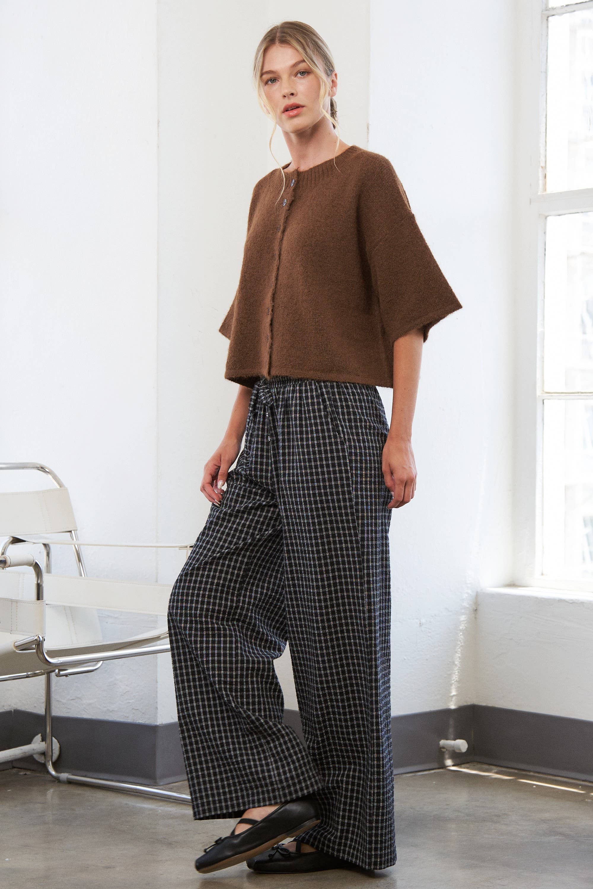 Brown Quarter-Sleeve Knit Cardigans for wholesale on Faire3