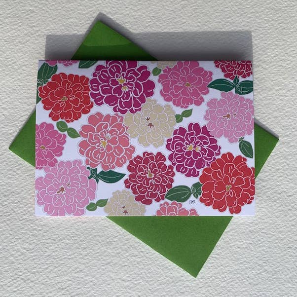 Flower Botanical Garden Notecards: Zinnia for wholesale by JAKE & META