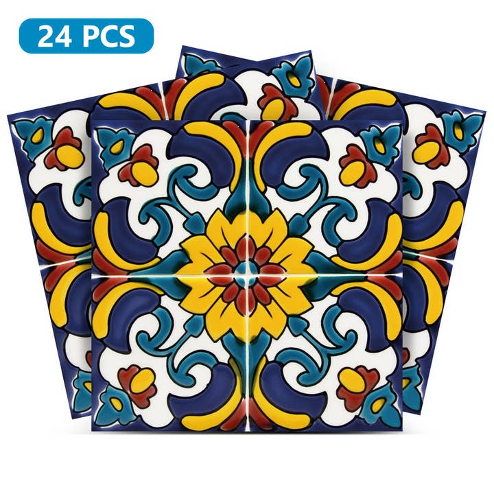 Blommiga Färgglada Retro Design Kakelklistermärken enkla dekorativa väggbeklädnader Modell - C74 för wholesale av Mi Alma LLC